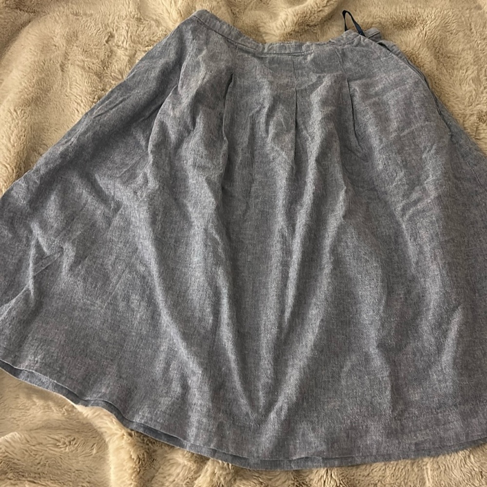 Uniqlo blue linen/cotton high waisted skirt